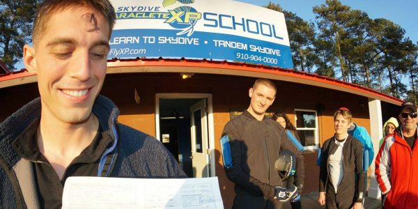 young man achieves skydiving a license