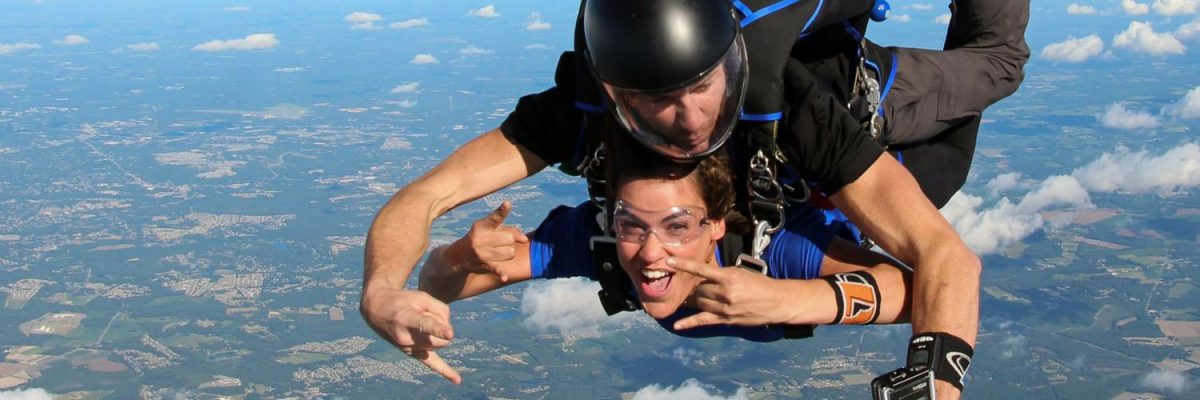 young woman experiences freefall at Skydive Paraclete