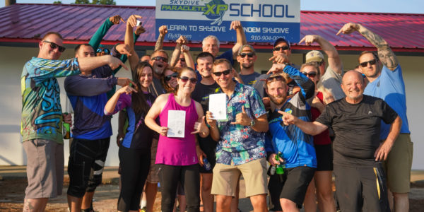 students at skydiving school getting their a - license