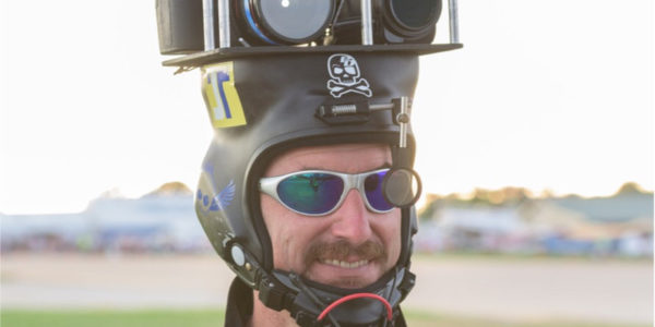 Multiple cameras on camera helmet for skydiver